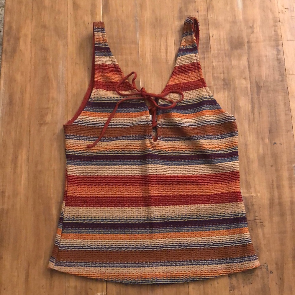 Women’s Woven Lace-Up Tank